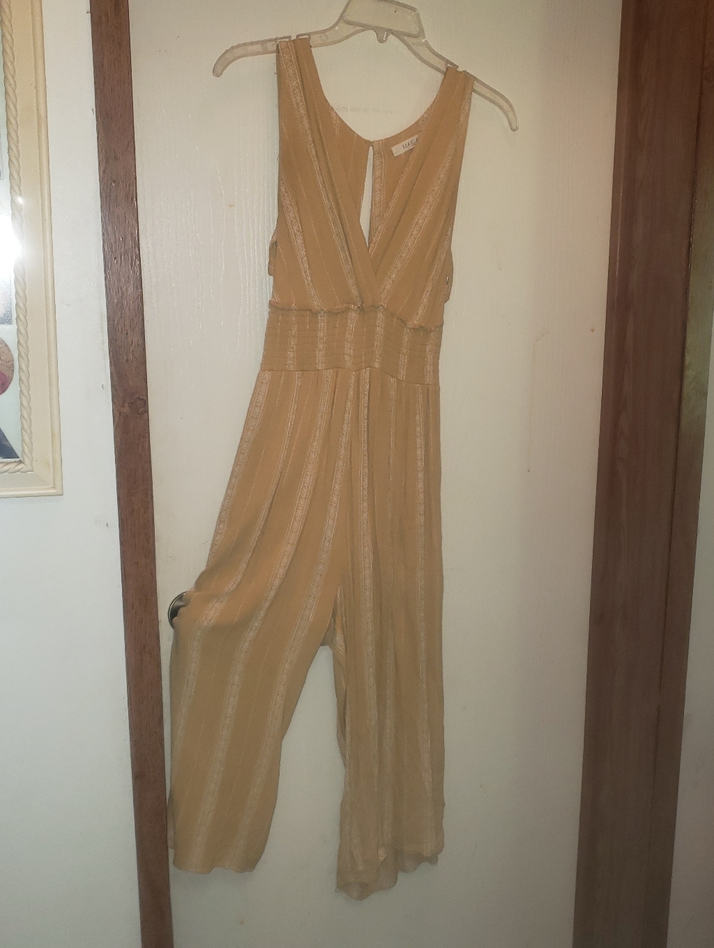 ILLA ILLA Mustard Striped V-Neck Wide-Leg Jumpsuit